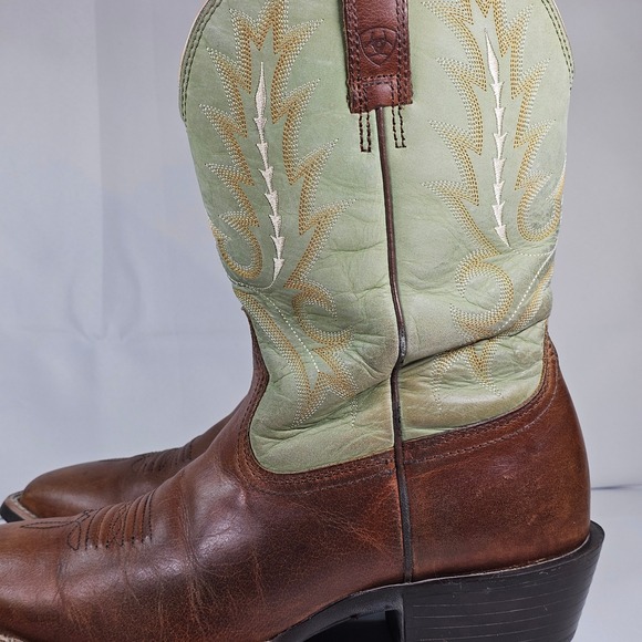 Ariat Mens Square Toe Western Cowboy Boots Sage Green Brown Leather Size 10D - Picture 11 of 11